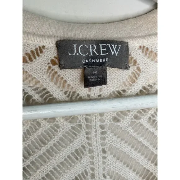 J. Crew Cashmere Short Sleeve Collared V-Neck Knit Polo Sweater Cream Womens Med - Picture 5 of 8